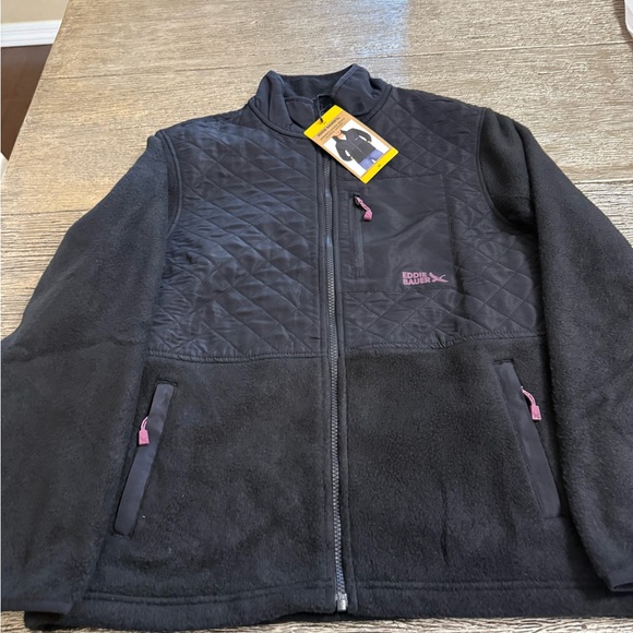 Eddie Bauer Jackets & Blazers - Eddie Bauer Black Quilted Fleece Jacket NWT